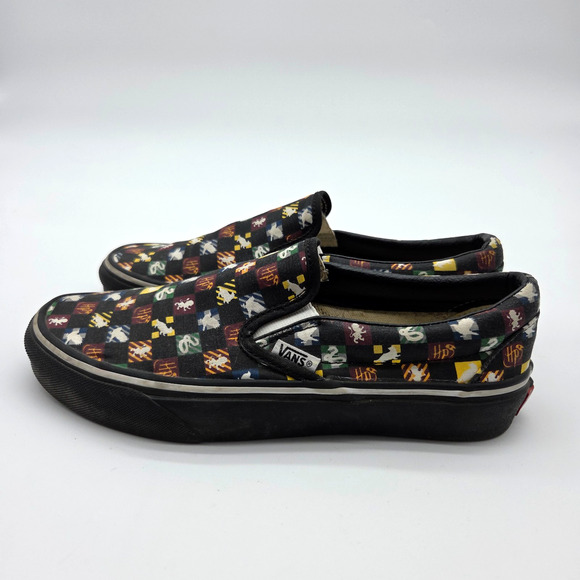Vans x Harry Potter Classic Slip-On Sneakers Size 8 Black Checkerboard RARE - Picture 5 of 9